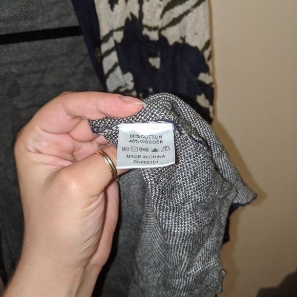 Belldini Floral Striped Cardigan with Grommets - Picture 4 of 5